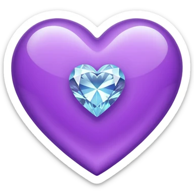 Heart purple with a diamond heart inside sticker