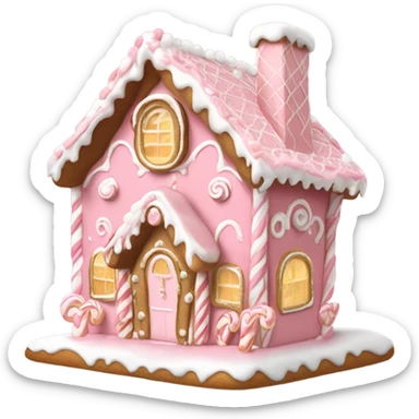 light pink and gold and white gingerbread house sticker