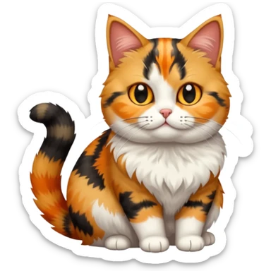 full body calico tabby cat with tiny head and fat body sticker