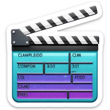 Glitter purple and cian clapperboard sticker