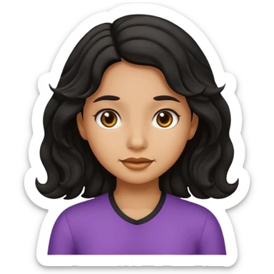 Girl emoji with black wavy hair and tan skin sticker