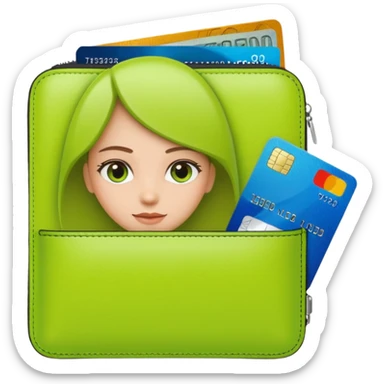 Girl’s lime green Wallet with Drivers License and Credit Card inside sticker