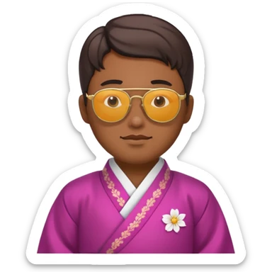 korean hanbok with ancient mayan man with sunglasses sticker