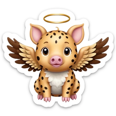 Cheetah print flying pig with angel wings. All skin is cheetah printed sticker