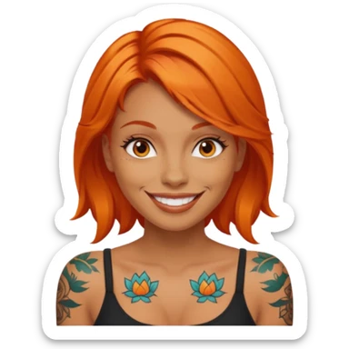 Tattooed woman with orange hair sticker
