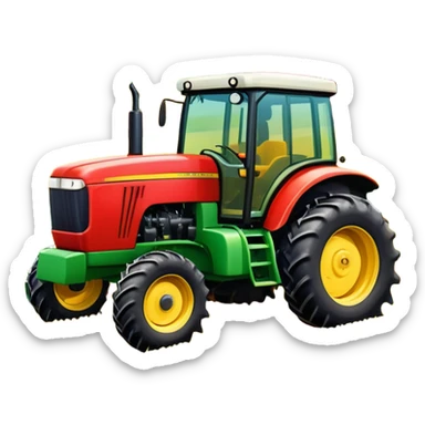 An icon showing close-up tractor in a colorful rural landscape, inspired by Farming Simulator 22. The design features vibrant fields, barns, and crops under a bright sky, with tractors working the land. The peaceful and immersive farming environment is highlighted with a transparent background sticker