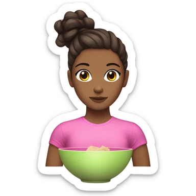 Aesthetic brunette gym with pink bowl in hair sticker