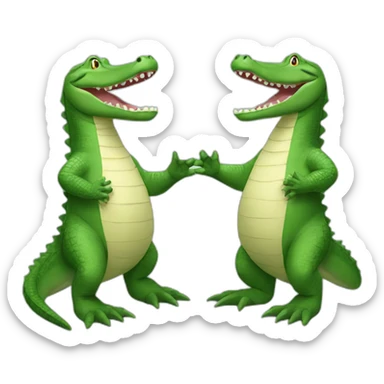 2 alligators give each other high five sticker