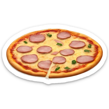 Pizza with ham and onion on it sticker