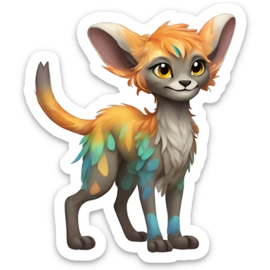 Colorful vernid fantasy creature LiLaiRa GriffSnuff Kamirah Falvie whiskers paws full body sticker
