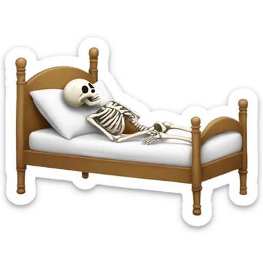 Skeleton laying in bed sticker