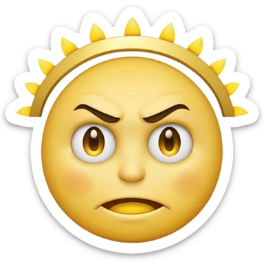 Yellow smiley face angry with a hallow angel sticker