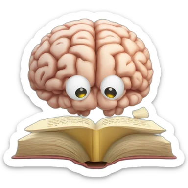A brain reading a book sticker