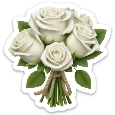 Bouquet white roses with rope sticker