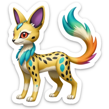 Colorful Meloetta-Bolthund-Vernid-Sergal-Serval-Pokémon-Fakémon-fusion-hybrid-creature sticker
