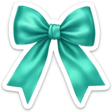 Realistic light teal silk bow sticker