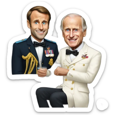 Party with Emmanuel Macron and Prince Phillip sticker