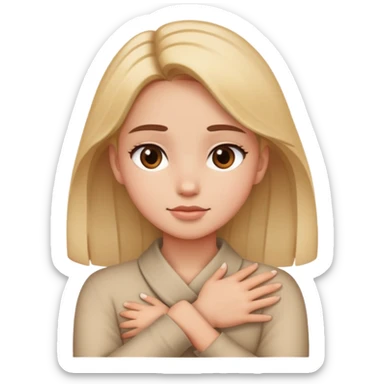 Girl with hands crossed around neck sticker