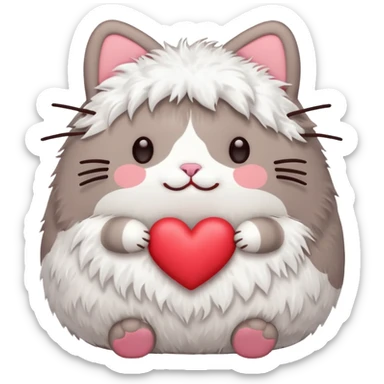 red heart pusheen  sticker