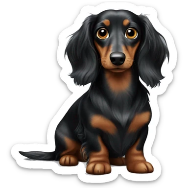 Long-haired Black Merle dachshund sticker