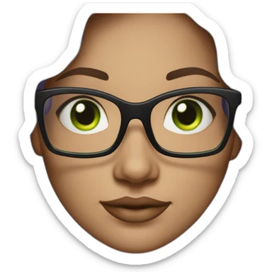 curvy-woman-purple-long-wavy-hair-green-eyes-square-glasses-white sticker