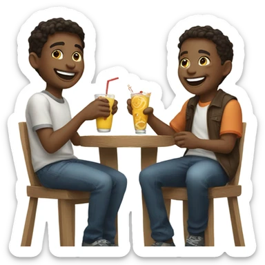 boys enjoying drinks together sticker