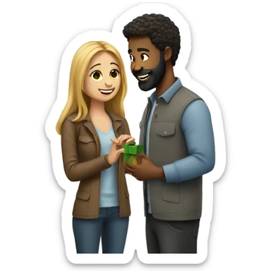 Man with beard proposes to girlfriend  sticker