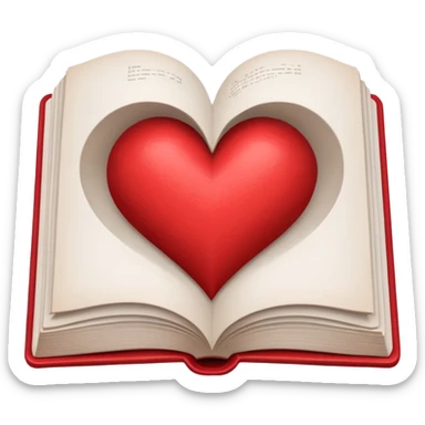 un libro abierto y que en sus paginas haya un corazon hecho con las manos sticker