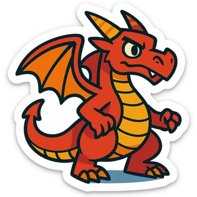 red dragon in vibrant toon style sticker