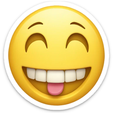 Smiling emoji with yellow bone in its mouth  sticker