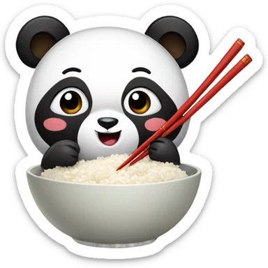 panda eating rice with chopsticks sticker