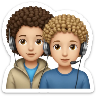 curly haired with headphones in girls and boys sticker