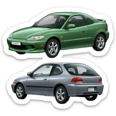 mazda sport 2 verde policromado y Honda CR-B 2004 gris sticker