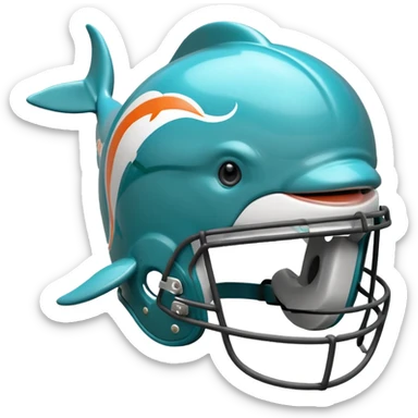 A dolphin with a Miami dolphins helmet on the field sticker