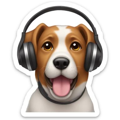 Dog listening to music sticker