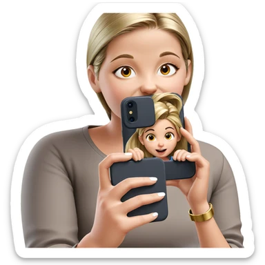 girl with phone on white sticker