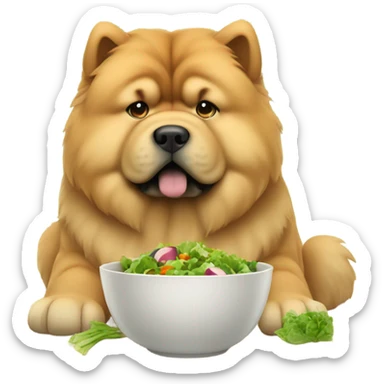 chow chow looking at salad sadly sticker