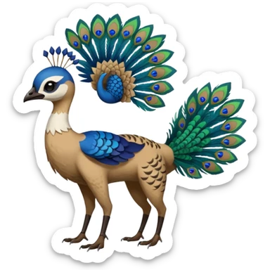  beautiful handsome gorgeous aesthetic colorful vibrant Vernid-Trico-species-Fakemon-creature by LiLaiRa, 4 legs, 1 tail, random markings, (full body) with a peacock-feather-headdress sticker
