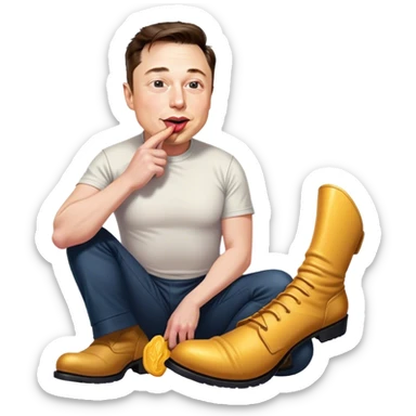 Elon Musk licking the boot of Donald Trump sticker