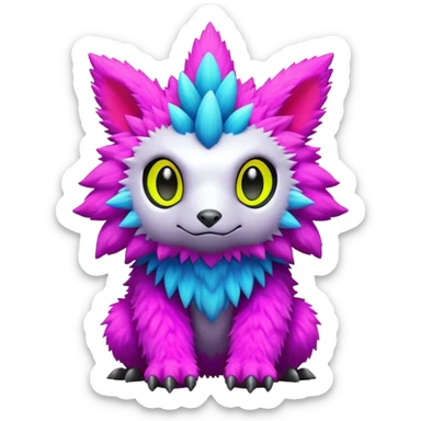 lush cozy warm-colored colorful neon-colored cyber-Fakémon-Digimon-Trico-creature sticker