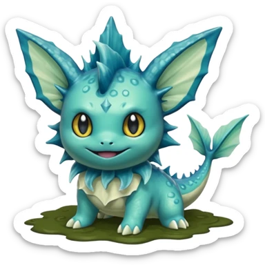 Deep-Dark-Swamp-Seafoam-Green Murky Gloomy Dull Swampy Muddy Vaporeon-Swamp-Monster sticker