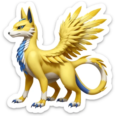Latias-Vernid-Lombax-Renamon-Zeraora-Bastet-Fakémon-Digimon-hybrid-fusion-creature, full body sticker