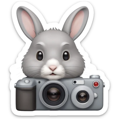 gray rabbit white camera sticker