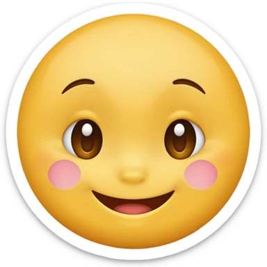 Emoji, yellow round smiling face, shy expression sticker