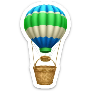 a minimal air balloon with green basket and blue air balloon sticker