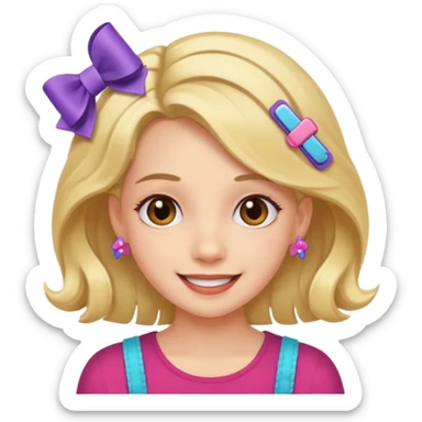cheerful girl with hair clips sticker