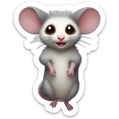 Adult male opossum with fairy wings, he’s flying  sticker
