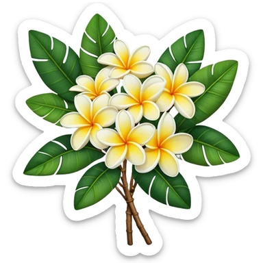 Frangipani super big bouquet, stem, leaf, more  sticker