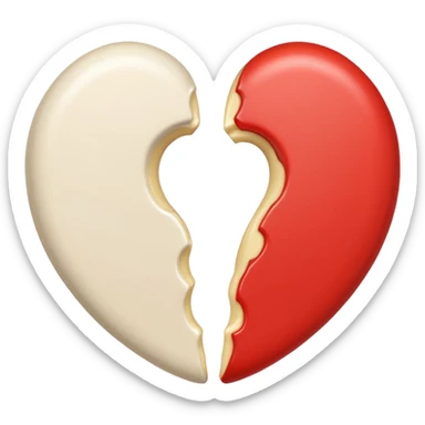 Creamy color heart broken into two halves sticker