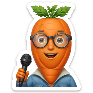 singing carrot wearing glasses with microphone sticker